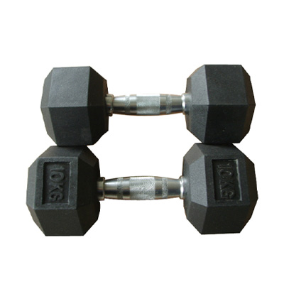 Black Hexagon Rubber dumbbell